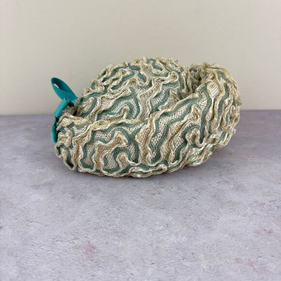Vintage Ladies Pillbox Hat Miss Gwenn Jr. Hat New York Paris Beige Teal Read main image 12